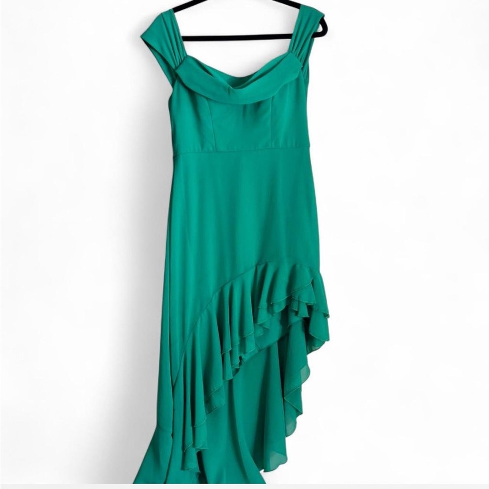 City Studio Teal Asymmetrical Dress
